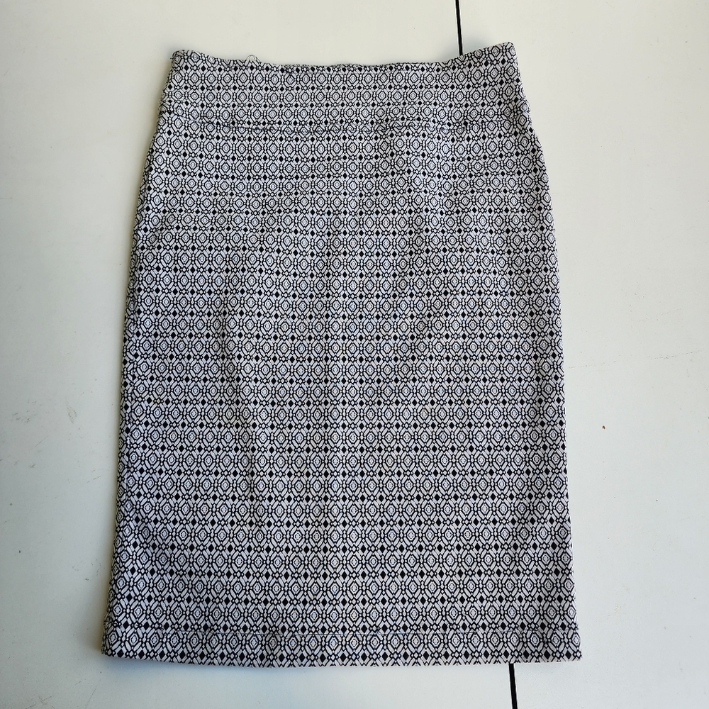 Soho Apparel Skirt Pencil Pull On Stretch Geometric Black White Womens Sz S